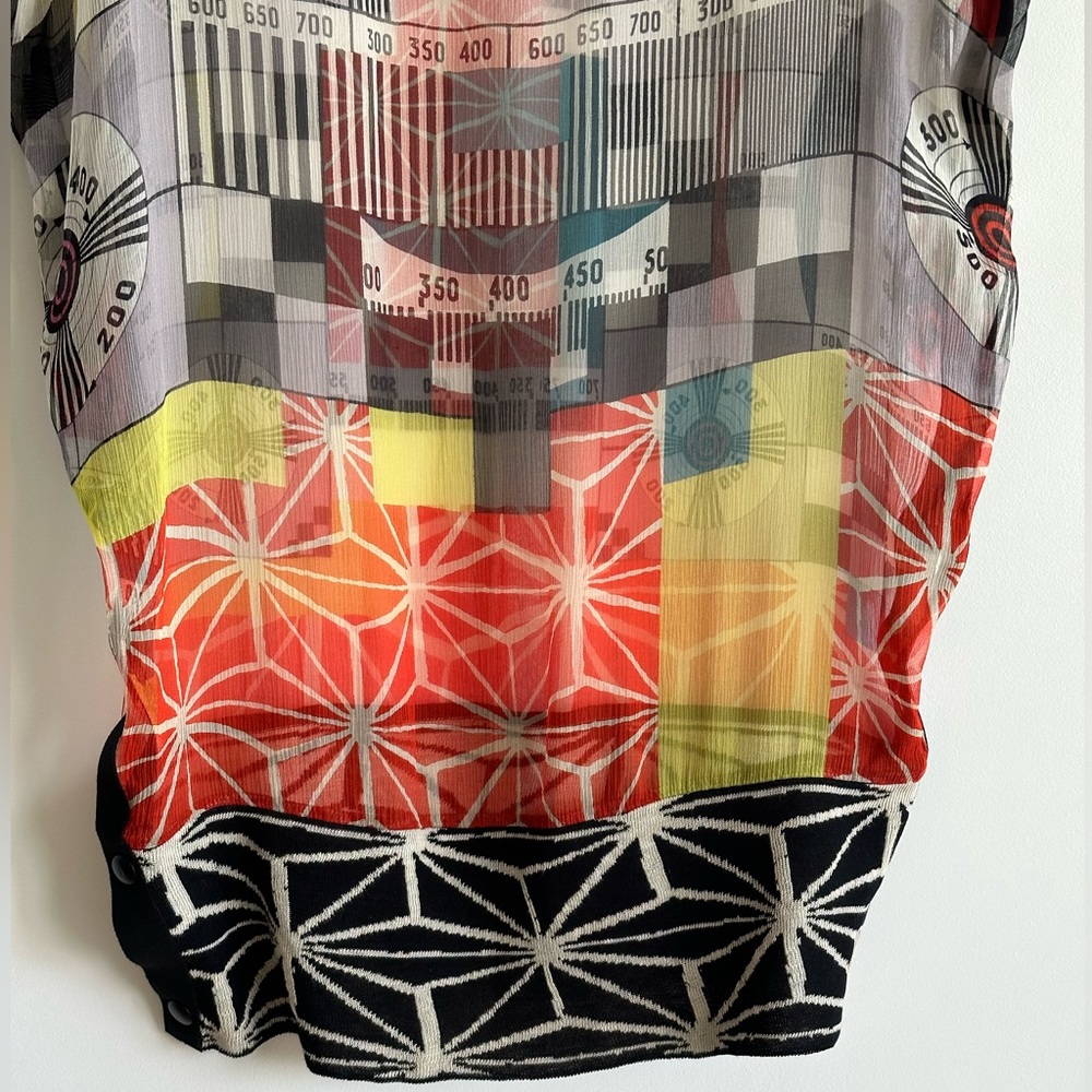NWOT Jean Paul Gaultier Silk Tunic Caftan with Buttons and Woven Bottom Size S - Picture 2 of 10